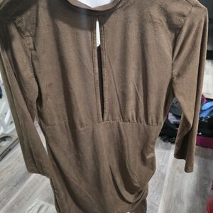 Fashion Nova Brown Long Sleeve Dress